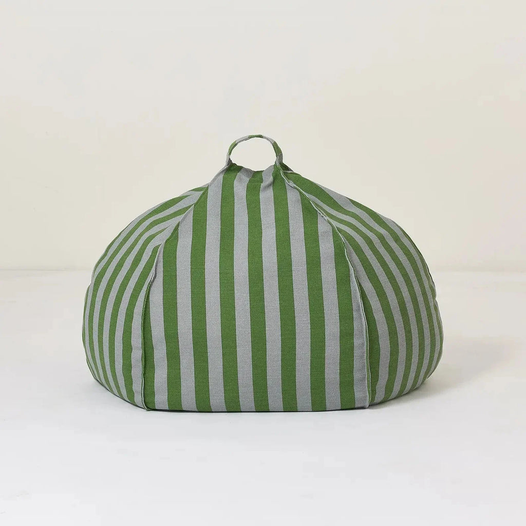 Nobodinoz Vibes Round Beanbag 70x30cm | Green Blue Stripes