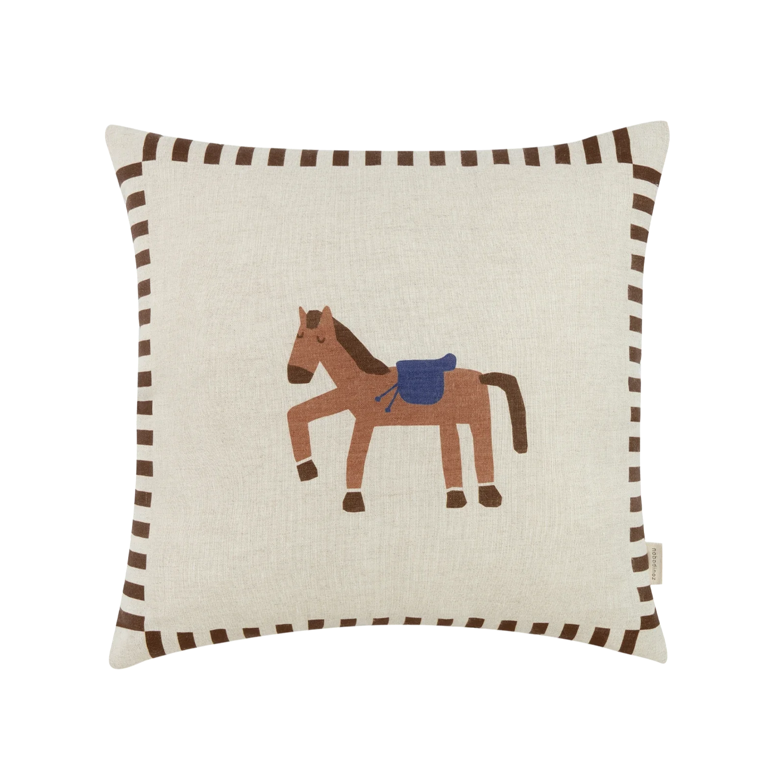 Nobodinoz Portofino Waterproof Cushion 40x40cm | Charcoal Stripes Horse