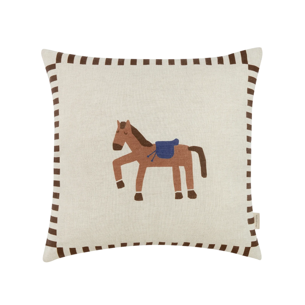 Nobodinoz Portofino Waterproof Cushion 40x40cm | Charcoal Stripes Horse