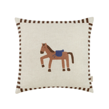 Nobodinoz Portofino Waterproof Cushion 40x40cm | Charcoal Stripes Horse