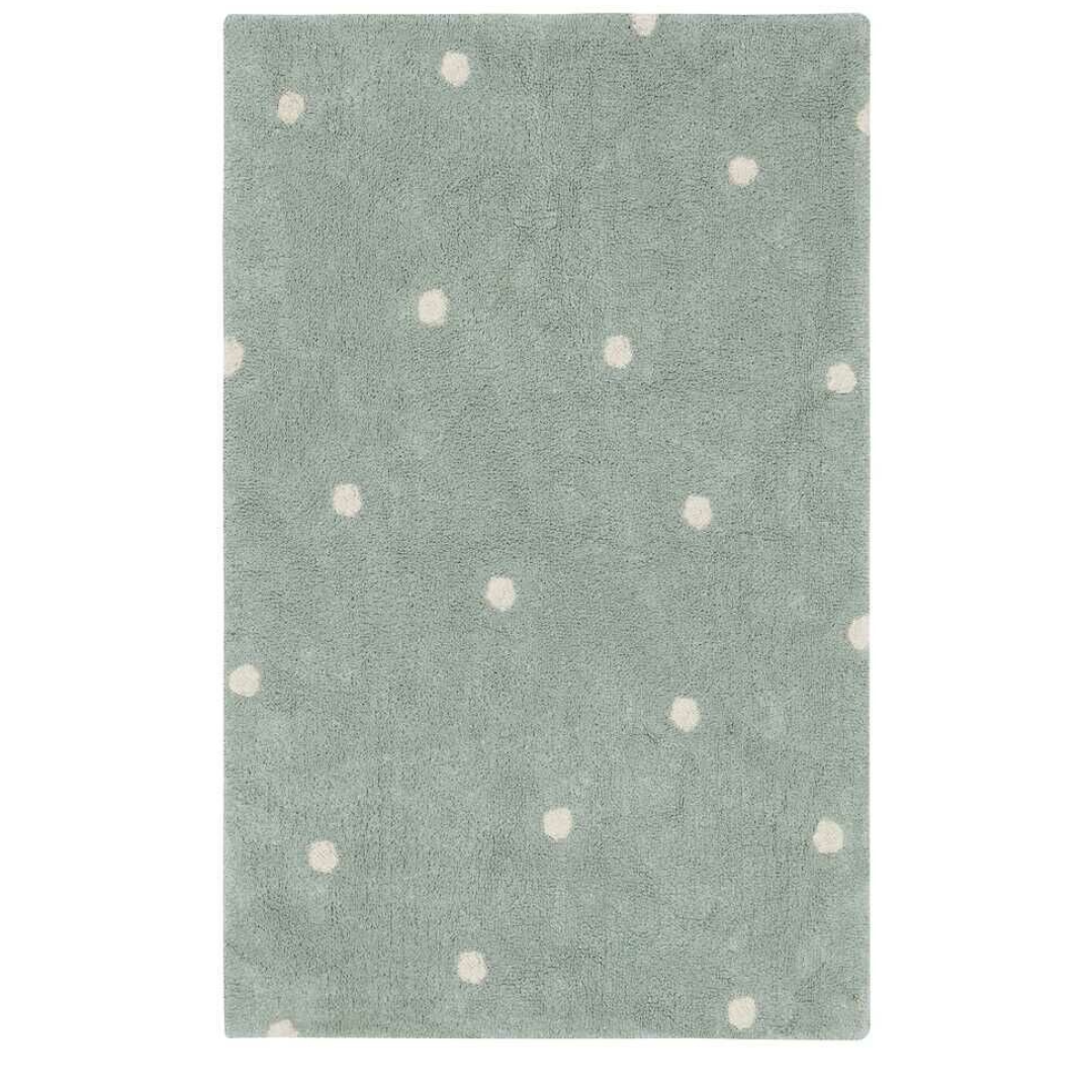 Lorena Canals Machine Washable Carpet Rug 100x150cm | Mini Dot Blue Sage