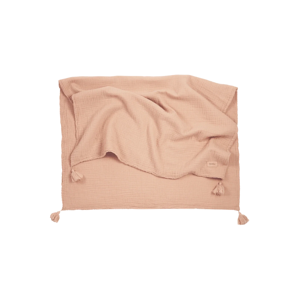 Nobodinoz Wabi Sabi Double Muslin Blanket 65x100cm | Powder Pink