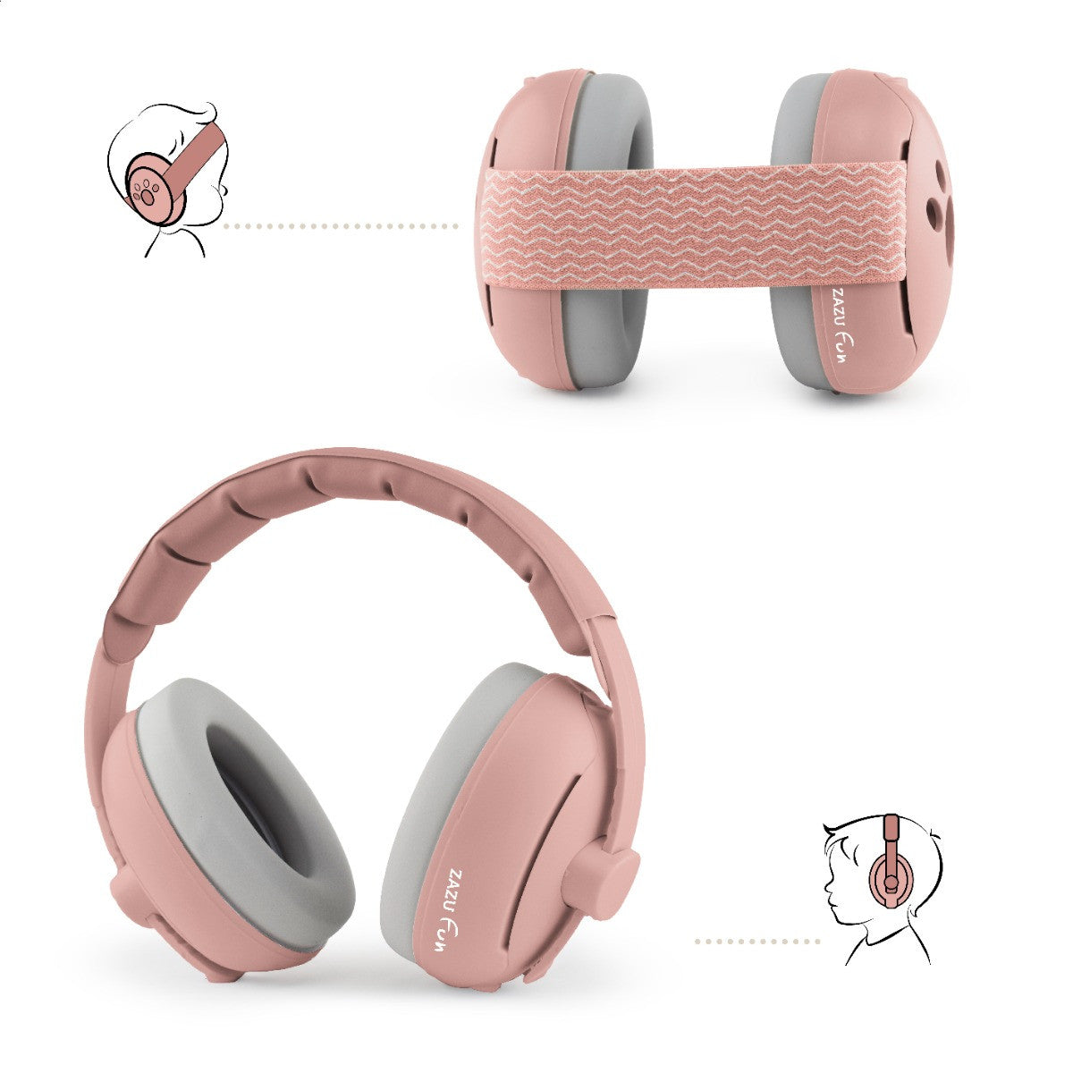Zazu Hearing Protection Baby & Junior 2 in 1 | Pink