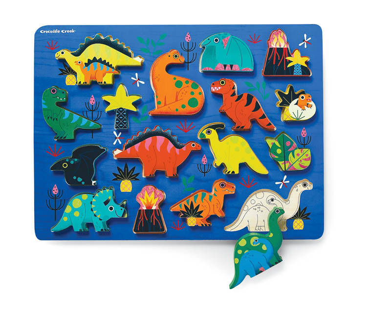 Crocodile Creek Wooden Inlay puzzle 16st | Dinosaurs