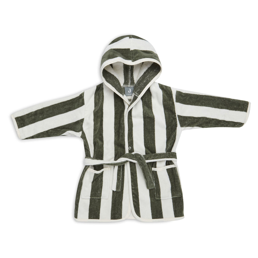 Jollein Bathrobe 3-4 years | Stripe Terry Leaf Green