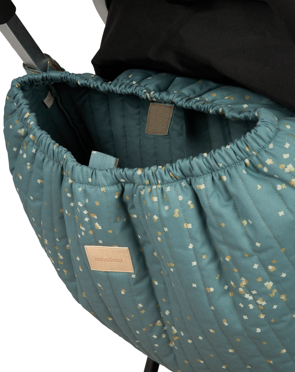 Nobodinoz Waterproof Buggy Organizer | Gold Confetti /Magic Green
