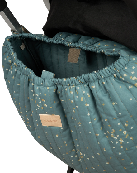Nobodinoz Waterproof Buggy Organizer | Gold Confetti /Magic Green