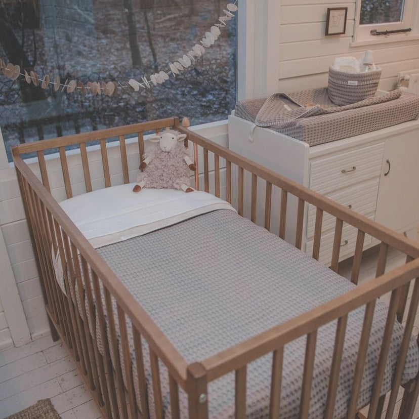 Koeka crib blanket winter 150x100cm waffle/teddy oslo | Clay/Pebble