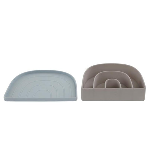 Oyoy Living Silicone Board and Bowl | Dusty Blue / Clay