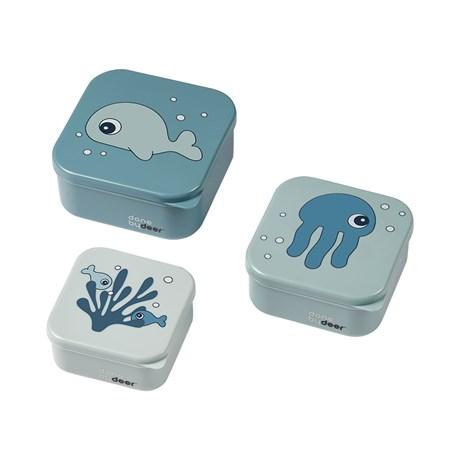 Done by Deer Set 3 Snackboxes Sea Friends Blue