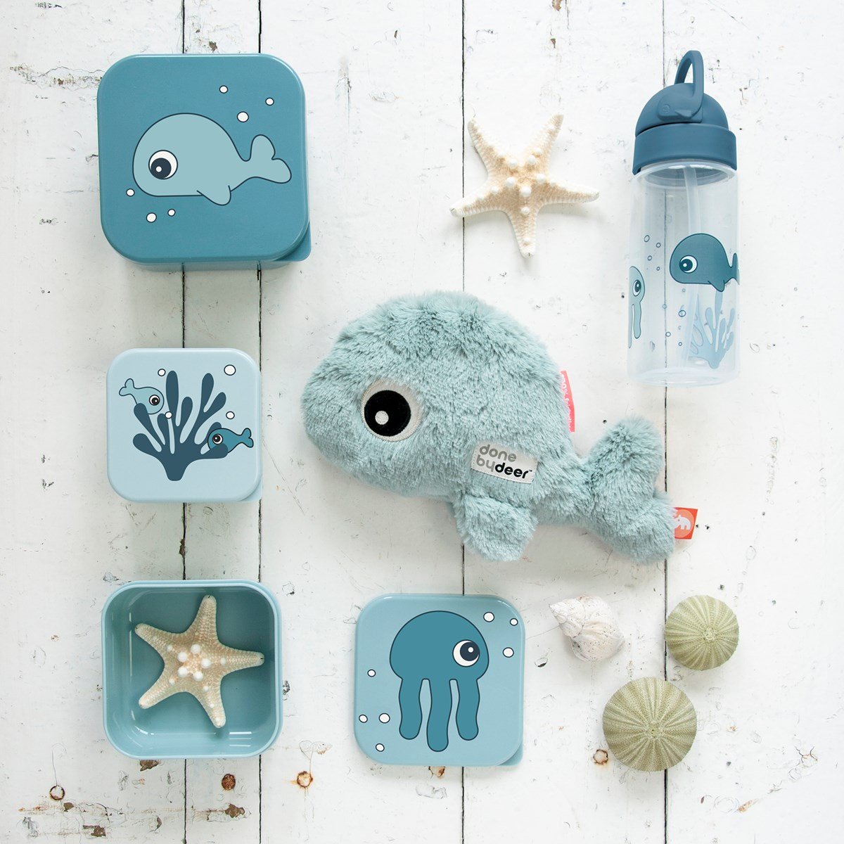 Done by Deer Set 3 Snackboxes Sea Friends Blue