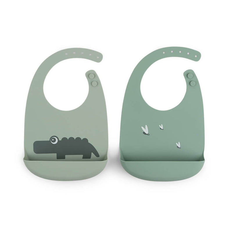 Done by Deer Set 2 Bibs Silicone | Croco Green