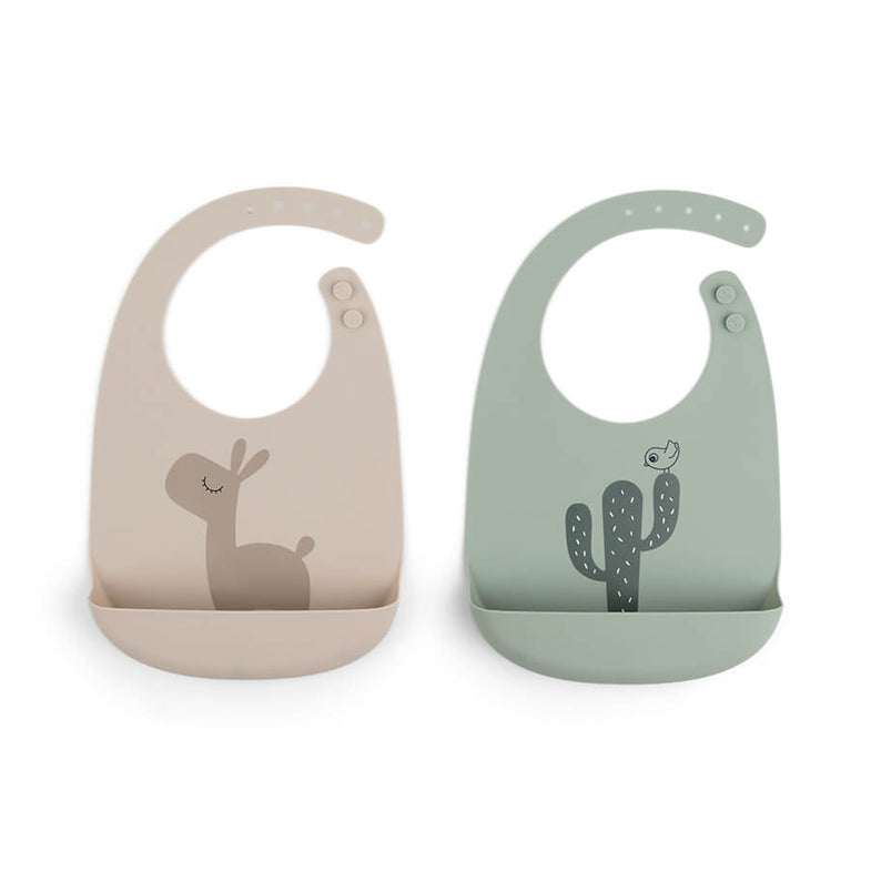 Done by Deer Set 2 Bibs Silicone | Lalee Sand /Green