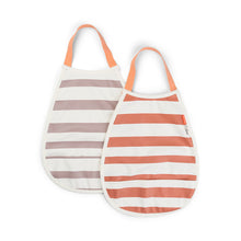 Done by Deer Set 2 Waterproof Bibs | Stripes papaya /powder