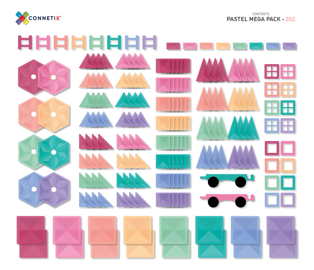 Connetix Tiles Pastel Mega Pack EU I 202 Pieces