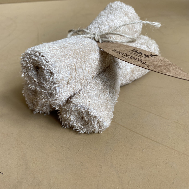 Timboo Set 3 Bamboo washcloths | Frosted almond