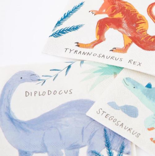 Meri Meri Set 16 Mini paper napkins | Dinosaur kingdom