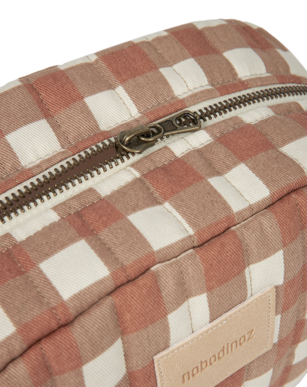 Nobodinoz Vanity Case Toiletry Bag Waterproof | Terracotta checks