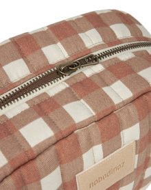 Nobodinoz Vanity Case Toiletry Bag Waterproof | Terracotta checks