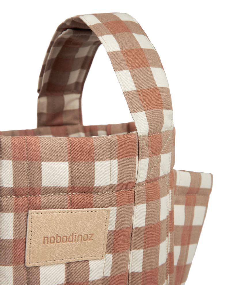 Nobodinoz Buggy Organizer Stroller Bag | Terracotta checks