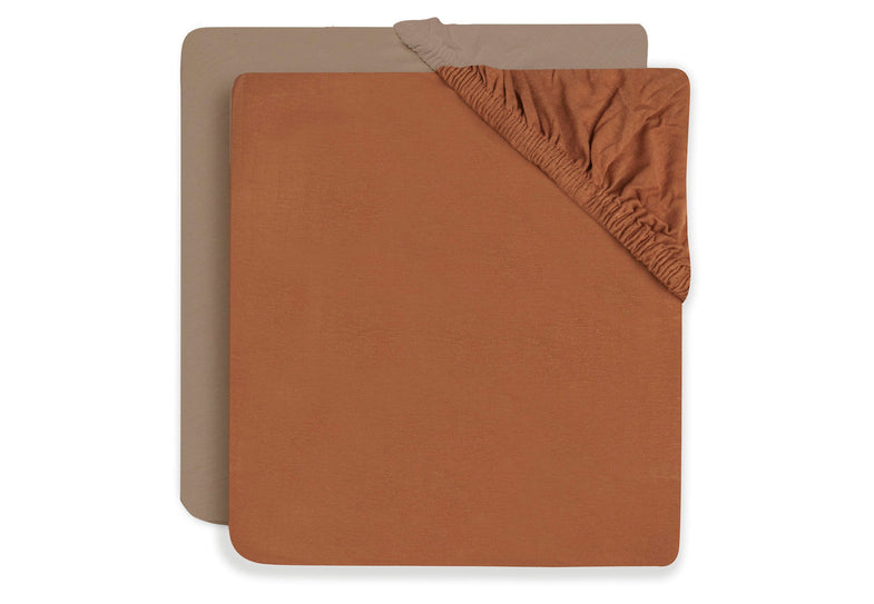 Jollein fitted sheet Jersey 60x120cm | Caramel/Biscuit 2-Pack
