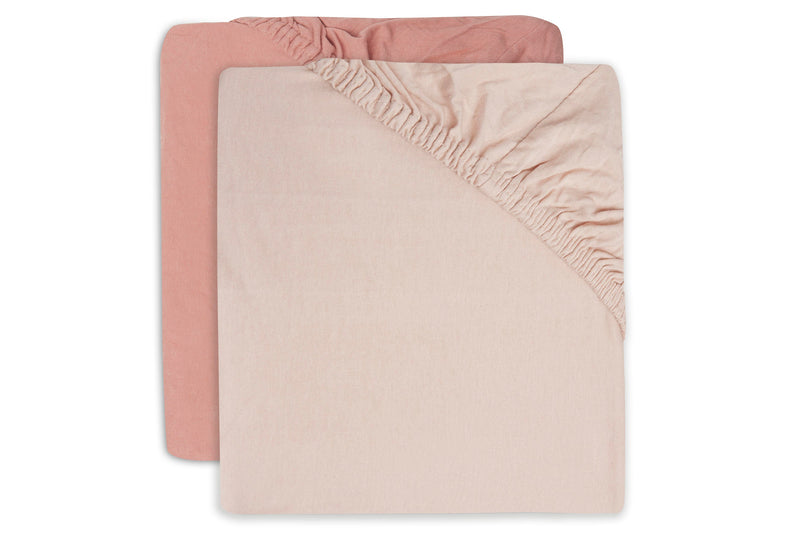 Jollein fitted sheet Jersey 60x120cm | Pale Pink/Rosewood 2-Pack