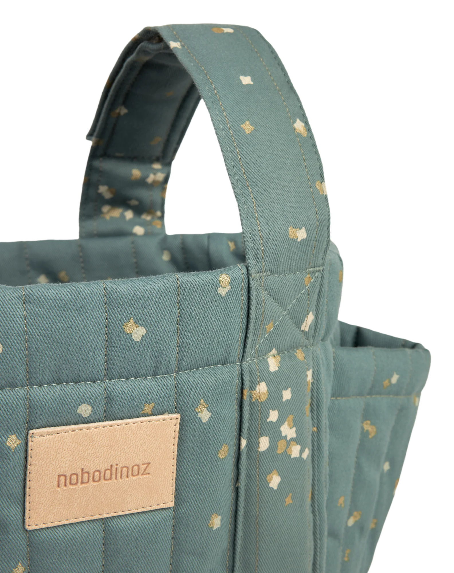 Nobodinoz Buggy Organizer Stroller Bag | Gold Confetti /Magic Green