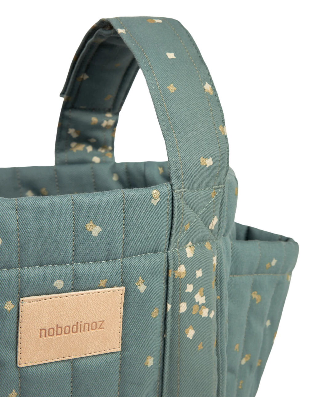 Nobodinoz Buggy Organizer Stroller Bag | Gold Confetti /Magic Green