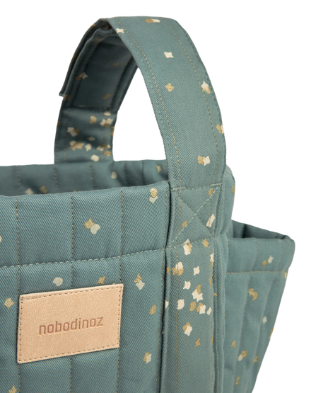 Nobodinoz Buggy Organizer Stroller Bag | Gold Confetti /Magic Green