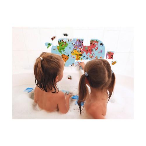 Janod Bath puzzle 28 pieces of world map