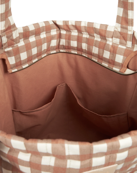 Nobodinoz Hyde Park XXL Diaper Bag Waterproof | Terracotta checks