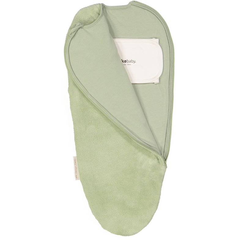 Puckababy Piep Teddy Swaddle sleeping bag 0-3m | Olive