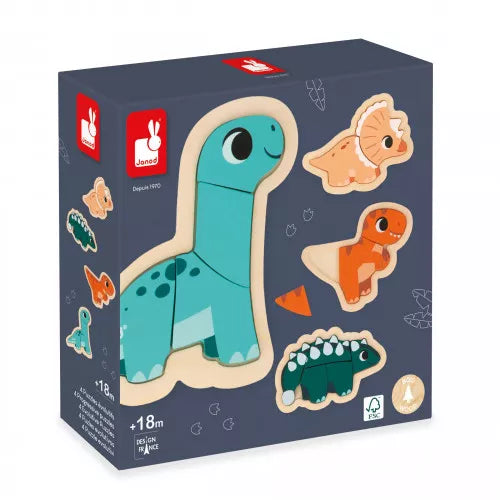 Janod Wooden insert puzzle 4 pieces | Dino