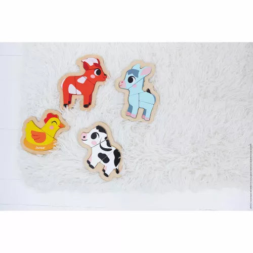 Janod Wooden insert puzzle 4 pieces | Petting zoo