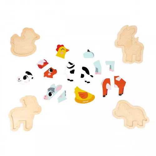 Janod Wooden insert puzzle 4 pieces | Petting zoo
