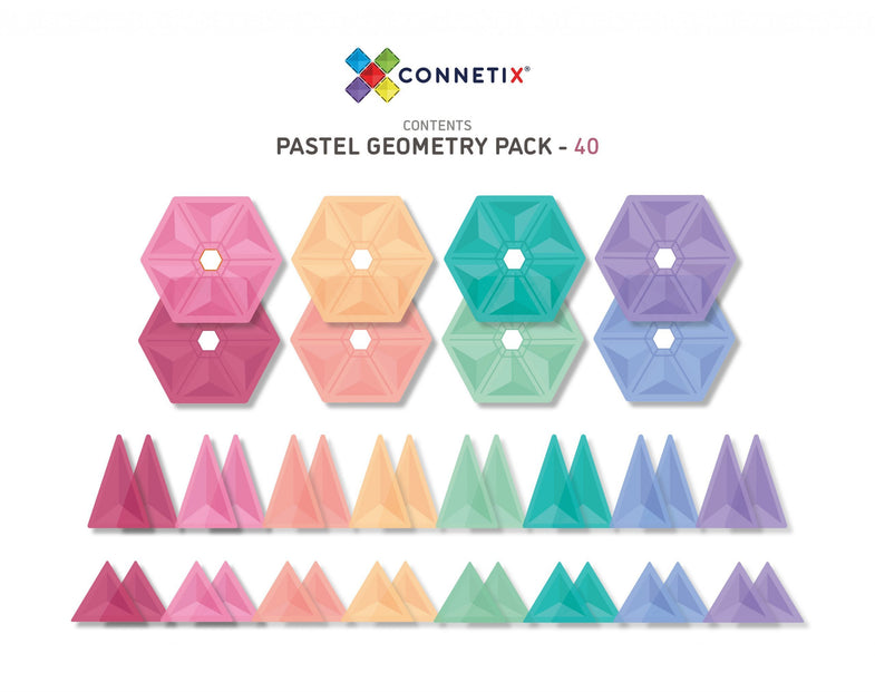 Connetix Tiles Pastel Geometry Pack EU 40 Pieces