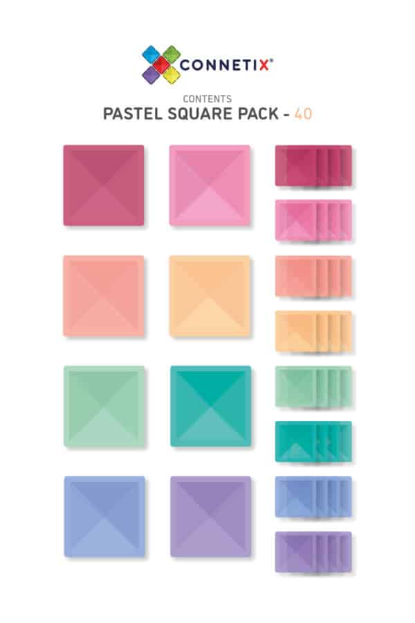 Connetix Tiles Pastel Square Pack 40 Pieces