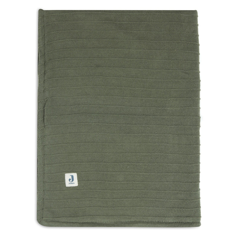 Jollein Crib Blanket 75x100cm | Velvet Pure Knit Leaf Green
