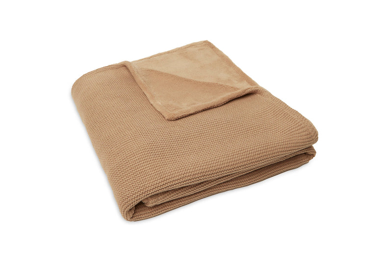 Jollein Crib Blanket Jersey 100x150cm | Basic Knit Biscuit/Fleece