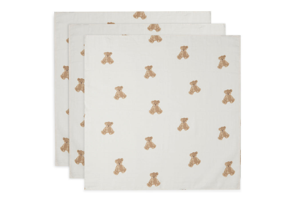 Jollein Hydrophilic Multi Cloth Small 70x70cm 3-Pack | Teddy Bear