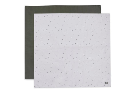 Jollein Hydrophilic Cloths 115x115cm 2-Pack | Stargaze Leaf Green