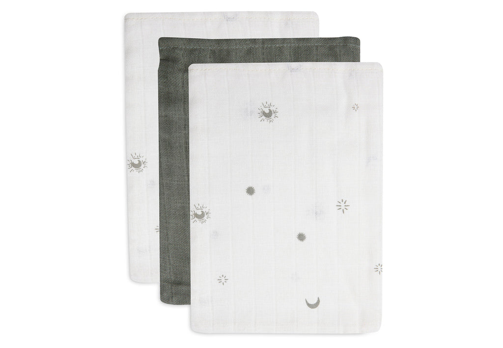 Jollein Set 3 Hydrophilic Wash Cloths | Stargaze Leaf Green