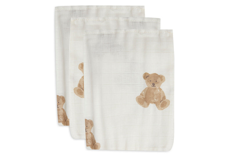 Jollein Set 3 Hydrophilic Wash Cloths | Teddy Bear