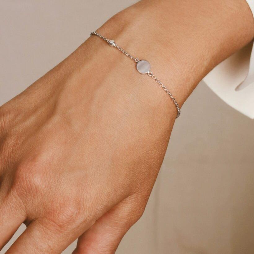 Galore Gepersonaliseerde Armband Circle & Diamond | Zilver Women