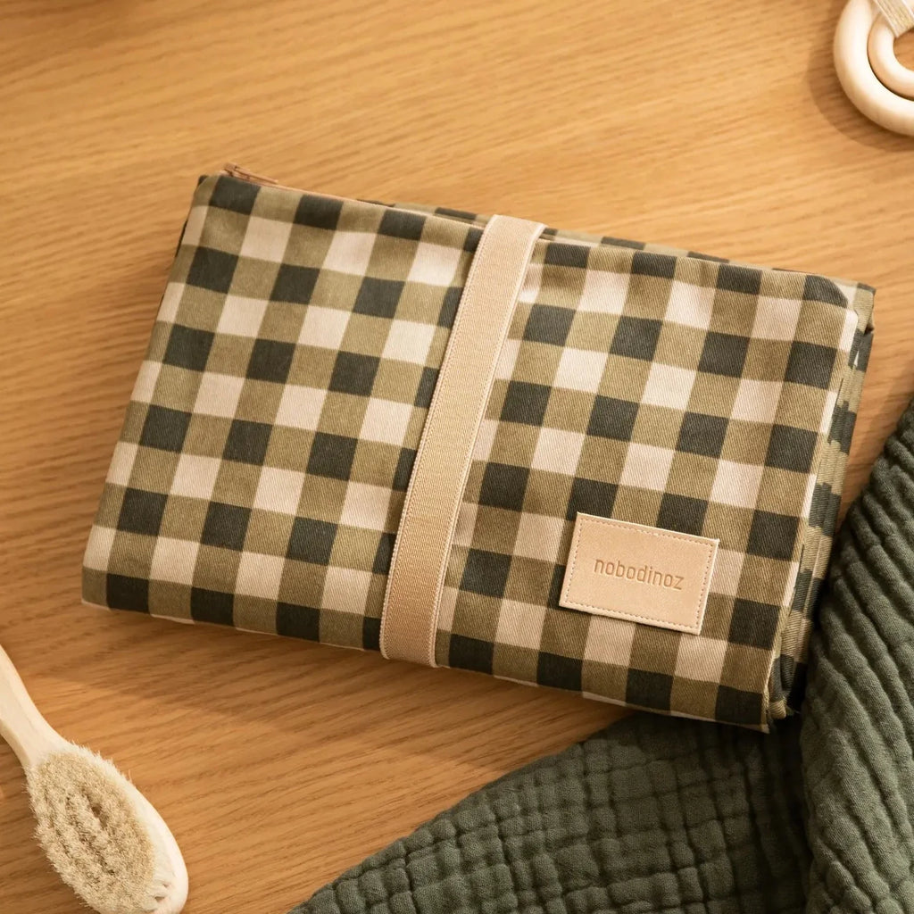 Nobodinoz Waterproof Changing Pad 68x50cm | Green Checks
