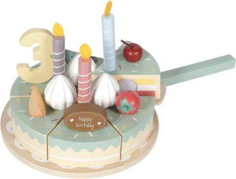 Little dutch wooden birthday cake with candles