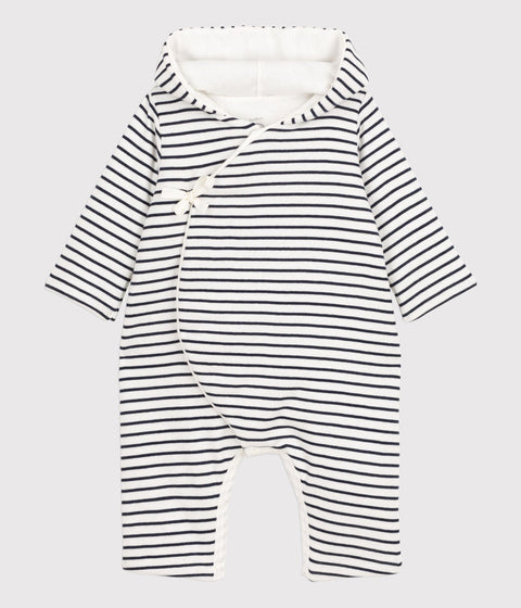 Petit Bateau Baby suit with hood | Long striped