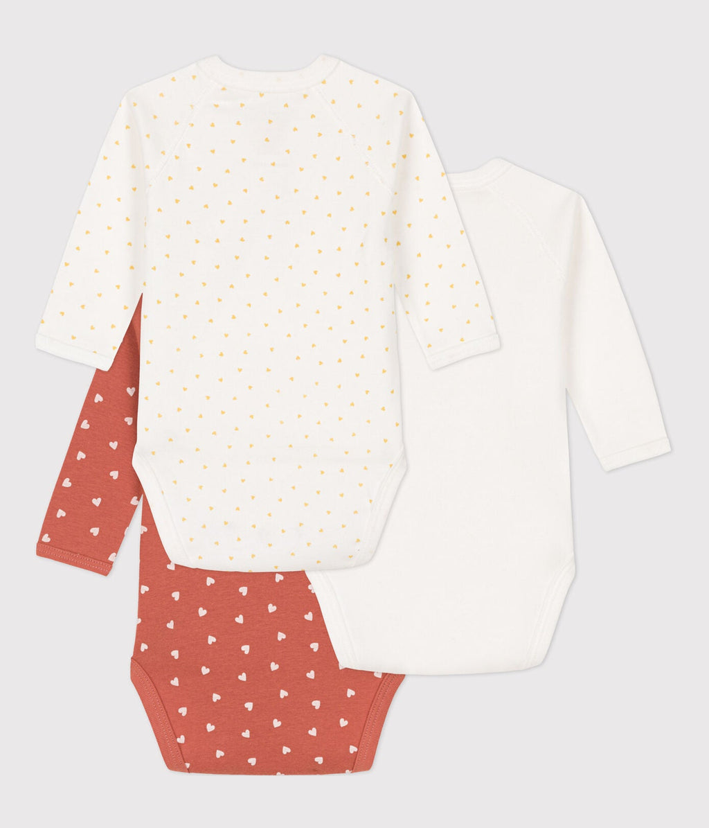 Petit Bateau Set 3 Cotton Bodies With Long Sleeve | Red