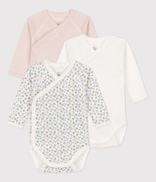 Petit Bateau Set 3 Rompers With Long Sleeve | Flowers