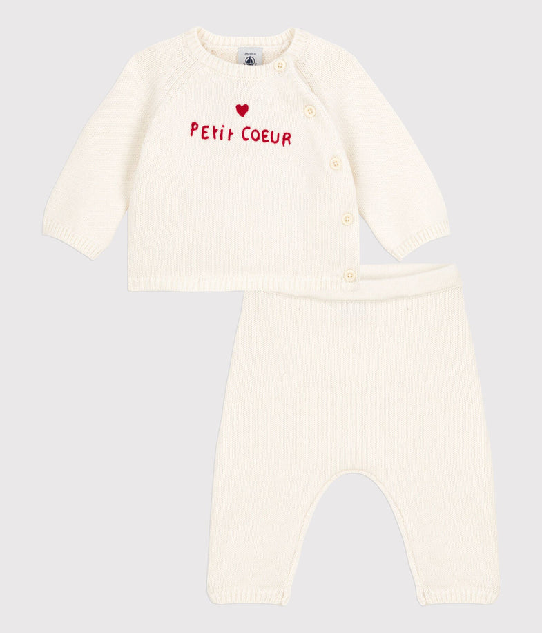 Petit Bateau baby suit 2-piece tricot | Marshmallow